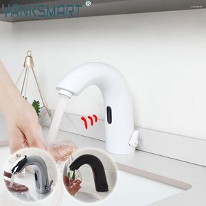 Torneiras de pia do banheiro Yanksmart Automatic Touchless Torneira Eletrônica Sensor de Movimento Mãos Livres Misturador de Água Torneira