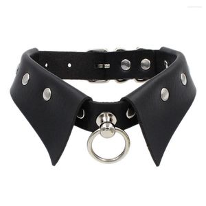 Halsband aus Leder mit Kragen, hochwertige Gothic-Punk-Anhänger-Halsketten, verstellbare Legierung für Damen