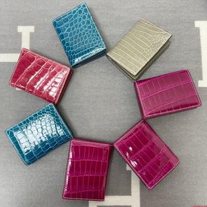 Card Holders 2023 Luxury Wax Thread Craft High Light Estuarine Crocodile Belly Wallet Business Multi Holder Bag Real Skin 50