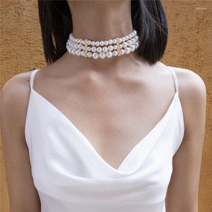 Choker AE-CANFLY Creative Handmade Versatile Necklaces Women Temperament Punk Multi Layered Imitation Pearl