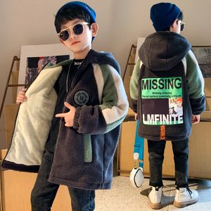 Coat 2023 Big Boys Winter Long Style Boy Jacket Hood Cotton Padded Children Kids Out Wear 3 to 15 Y 230926