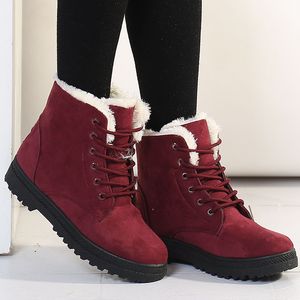 Boots Women Boots Korean Style Women Boots For Winter Snow Boots Ankle Winter Shoes Women Fur Botas Mujer Low Heels Short Boot 230925
