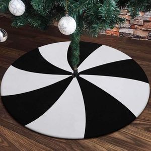 Decorações de Natal Preto e Branco Pirulito Saia de Árvore de Halloween Criativo Requintado Impresso Curto Pelúcia Camada Dupla