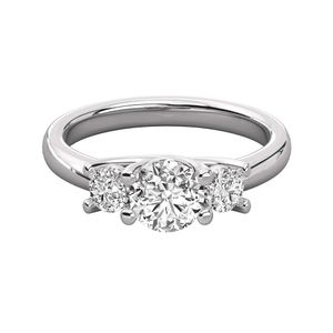 Best Sell Keeva Jewel 1.32CT GH/vs Round Lab Grown Diamond Three Stone Trilogy Ring med 925 Sterling Silver