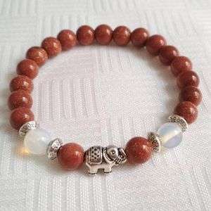 Braccialetti con ciondoli Perline di pietra da 8 mm Polso Mala da donna Guarigione Gioielli Preghiera Yoga Meditazione Bracciale Elefante per donne