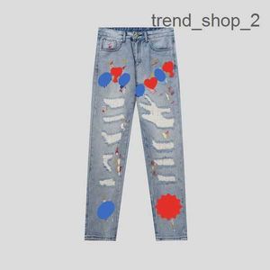2023 Mens Designer Make Old Washed Chrome Straight Pants Heart Prints For Women Men Casual Long Style Blue Black Chromees Hearts Purple Jeans Ps9x