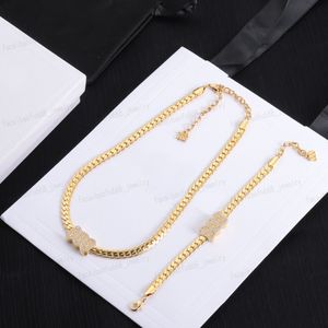 Designer Jewelry Gold Necklace Bracelet, Alphabet Superflash Embed Zircon Luxury Women's jewelry set, Valentine's Day, Christmas, gifts