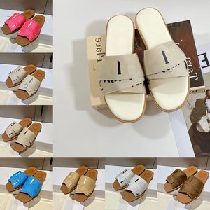 Woody Mules Slippers Fashion Luxury Fabric Interweave Black White Pink Beige Womens Ladies Elegant Sandals Size 35-41