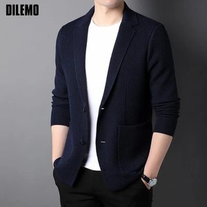 Men's Sweaters Top Grade Wool 5 Brand Fashion Knit Korean Style Cardigan Men Slim Fit Solid Sweater Casual Coats Jacket Mens Clothes 2023 230927