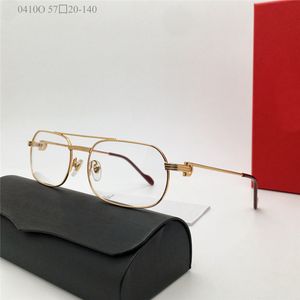 Neu verkaufte Brillen mit klaren Gläsern in ovaler Form und quadratischem Metallrahmen für Männer und Frauen, einfache und vielseitige Brillen, Modell 0041O