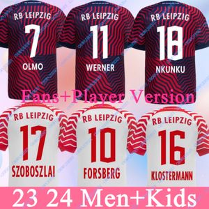 NY RBL 23 24 Leipziges Poulsen Soccer Jerseys Home Away On Fire Olmo Nkunku Wenner Forsberg 2023 2024 Sabitzer Football Shirt Men Kids Kits Uniform Di Calcio