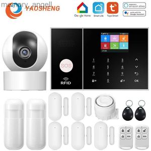 Alarm systems YAOSHENG Tuya Wifi Gsm Security Alarm System Works With Alexa Home Burglar Motion Detector Smoke Door Window Sensor IP Camera YQ230927