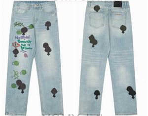 Chromes Новые мужские джинсы Дизайнерские старые постиранные прямые брюки с принтами в форме сердца Длинные стильные сердечки Фиолетовые джинсы Chromees Hearts Hoodie 904