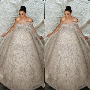 Gorgeous Ball Gown Wedding Dress Puff Beading Illusion Princess Wedding Dress With Long Train Vestido De Noiva Bridal Gowns