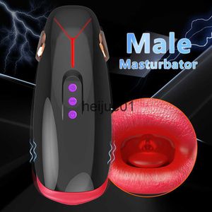 Masturbadores Masculinos Masturbadores Automáticos Garganta Profunda Boquete Máquina Língua Lambendo Copo de Masturbação para Homens Silicone Vibrador Brinquedo Sexual X0926