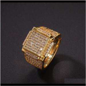 Fashion Luxury Designer Cubic Zirconia Diamonds Copper Exaggerated Men Women Square Ring Hip Hop Jewelry Jngn2 Band Rings Nplyp237A