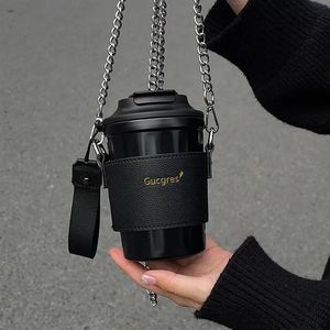 Tazze 420ml Tazza da caffè portatile in acciaio inossidabile Bottiglia di acqua termica Antiscivolo Auto da viaggio Isolata Tazza da donna per ragazza regalo 230927