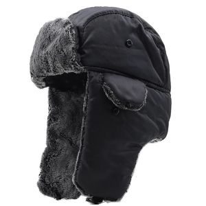 Czapki czapki unisex mężczyzn kobiety Rosyjski kapelusz Traper Bomber Warm Trooper Flaps Ear Flaps Winter Ski Solid Fluffy Faux Fur Cap Bonnet 230927