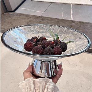 Plates European Style Glass Fruit Tray Fine Jewelry Tea Cup Miscellaneous Storage Household Round Dessert Snack Dishes