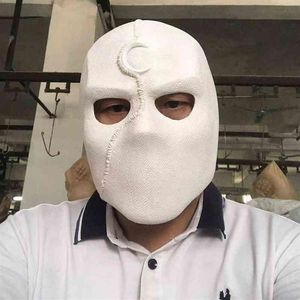 Super Hero Moon Knight Cosplay Costume Latex Masks Hjälm Masquerade Halloween Accessories Party Costume Weapon Props G2204123022