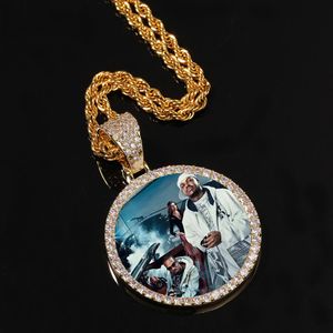 Guldanpassad PO med Wings Medallions Halsband Pendant Cubic Zircon Men's Hip Hop Jewelry211c
