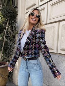 QNPQYX Tweed Blazers بدلات الملابس الخارجية معاطف الربيع الطويلة قمم أزياء السترات الموضة مصممة النساء معطفات متعددة الألوان مقصوصات