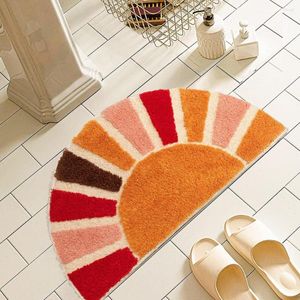 Tapetes Home Mat Design Decor Boho Estilo Boêmio Chão Sun Bath Flower Porta Tapete Não-Slip Lavável Meio Círculo Tapete de Banheiro