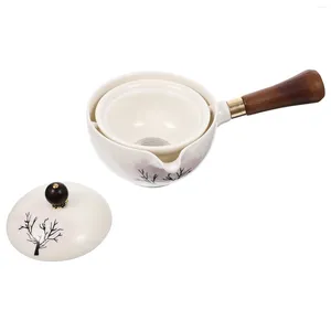 Set di stoviglie Brocca con manico laterale in ceramica Teiera tradizionale Home Articoli da tè cinesi Bollitore da viaggio per ufficio Design delicato singolo resistente al calore