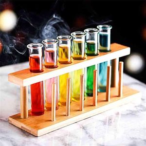 6 Piece Lot Test Tube Cocktail Glass Set With Rack Stand Bar KTV Night Club Home Party S Glasses Tipsy Holder Wine Cup 210827308O