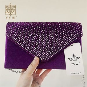 Kvällspåsar Purple Women Wedding Clutch Luxury Handväska Designad kvinnliga gula Summer Clutches Prom Bag 230926