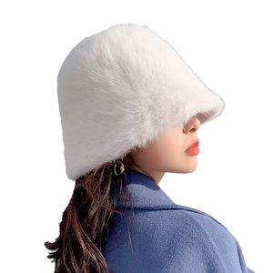 Outono e inverno novo chapéu feminino temperamento coelho cabelo pescador chapéu versão coreana de tudo balde chapéu inverno quente grosso