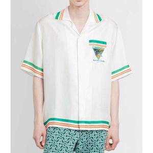 23ss Casablanca camisa havaiana pirâmide tênis listra impressão fina estilo americano camisa solta encaixe casual camisa casablanc