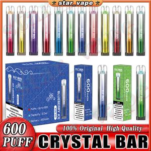 Original Elf Box Crystal Bar 600 Puffs E-Zigarette 2% Einweg-Vapes Vorgefüllte 2-ml-Pods Carts 450-mAh-Batterie-Vape-Stiftgerät Puff 600 auf Lager