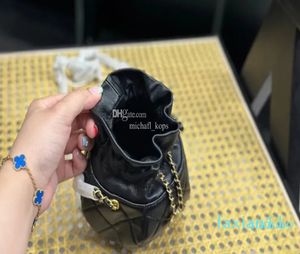 diamond patterned quilted leather bucket bag mini shoulder bag classic women's luxury chain metal logo