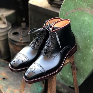 Stiefel Sipriks 2023 Handgemachte Winter für Herren Echtes Leder Brogues Schuhe Männlich Cowboy Boot Knöchel Goodyear Welted Oxfords Italienisch