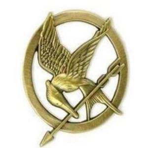 Filme The Hunger Games Mockingjay Pin banhado a ouro pássaro e broche de flecha presente3341