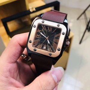 Mężczyźni zegarek na rękę kwarcowy Square Blue Dial Metalowy pasek ze stali nierdzewnej Casual Watches Sport Clock Montre de Luxe Car019