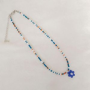 Pendant Necklaces Cute Sweet Little Daisy Bohemian Vintage Candy Color Flower Necklace Colorful Beads Chain Choker Ornament