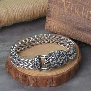 Bangle Never Fade Rock Viking Bear Paw Armband Men's rostfritt stål Mesh -kedja kan öppna PAW Punk Armband Biker smycken 230927