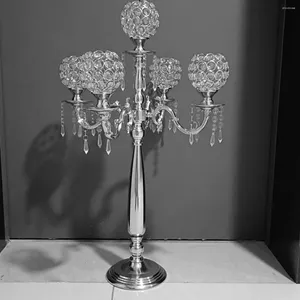 Dostawy imprezowe 12pcs) Niestandardowe dekoracja ślubna Centrum 5 Arms Gold Crystal Candelabra Table Top żyrandol 2855