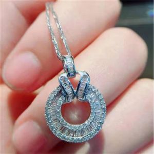 Eşsiz Tasarım Pırlanta Kolye Gerçek 925 STERLING Gümüş Cazibe Partisi Düğün Soyutlar Kadınlar İçin Kolye Gelin Moissanit Jewelry272b