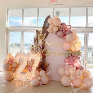 135pcs Doubled Aprico Pearl Pink Balloons Garland Kit Wedding Decoration Cream Peach Color Arch Baby Shower Birthday Party Decor X260b