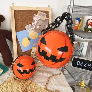 New Fashion Trend Creative and Funny Halloween Pumpkin Demon Acrylic Chain Women's Bag and Messenger Bag 230915