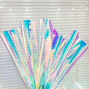 Adesivos de parede Iridescent Holographic PVC Fabric para decoração de casa Laser Rainbow Vinil Filmes de vidro impermeabilizados manchados de janela transparente 230927