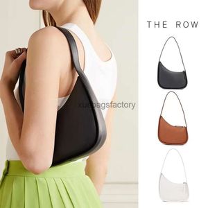 The Row Half Moon Bag Womens Luxurys Tote Handbag 10A مصمم أكياس الكتف رجال الصيف كلاسيكي كلاسيكي من الجلد الأصلي Crossbody Clutch Underarm الأزياء الأزياء الأزياء