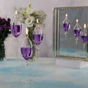 Dekorativa föremål Figurer Glass Oil Lamp Stylish Home Wedding Decoration Candle Holder Ins Bridesmaid Gift Dining Table Accessories Luxury Home Decor 230927