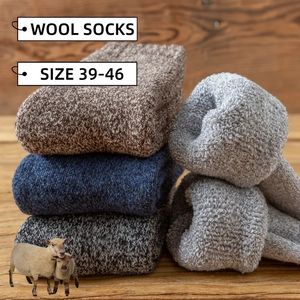 Herrensocken Winter Herren Merinowolle Socken Super Dicke Warme Hohe Qualität Harajuku Retro Schnee Casual Frostschutzmittel Kaschmir Socken Männer 3 Paar 230927