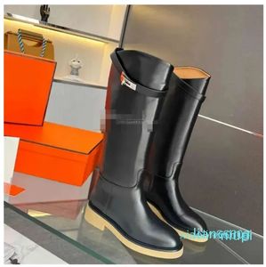 Womens Knee Boots Designer Winter Leather Shoes