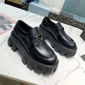 Monolith Black Leather Loafers Shoes For Woman Platform Moccasins Patent Matte Loafer Chunky Sole Lace-Ups Sneaker tjock botten Casual Trainer