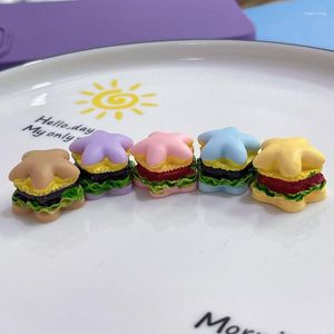 Decorative Flowers 10pcs Simulation Star Hamburger Bread Resin Fake Food Ornaments Miniature Kawaii DIY Scrapbooking Accessories Shoe Buckle